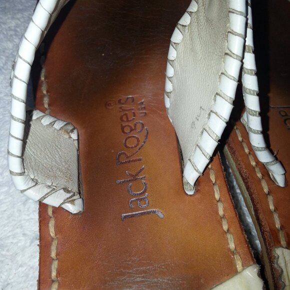 Size 8 Jack Rogers Leather Sandals Worn White - Picture 10 of 11